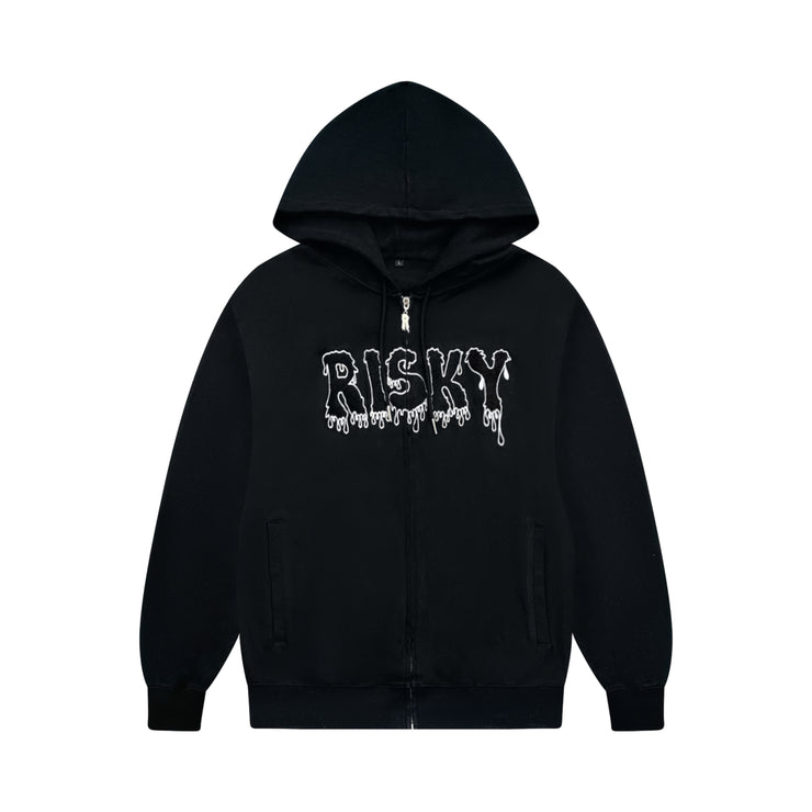 BLACK RISKY ZIP HOODIE OG