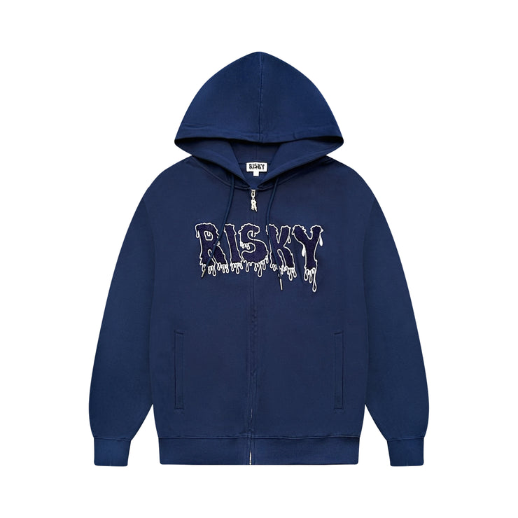 NAVY BLUE RISKY ZIP HOODIE OG